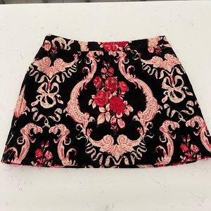 Floral Pattern Black Skirt